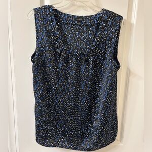 Talbots Blue and White Ruffled Blouse